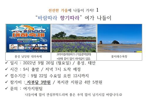 선선한 가을에 나들이 가자!