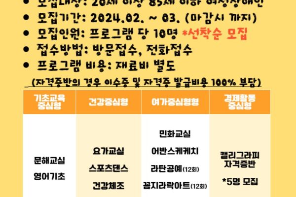 음성군장애인복지관'2024년 여성장애인교육지원사업' 참여 모집