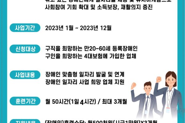 2023년 “1인 1기 장애인·기업 상생맞춤 일자리 사업” 진행