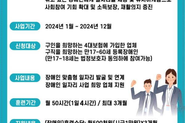 2024년 1인 1기 장애인.기업 상생맞춤형일자리사업